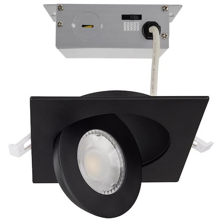 Satco LED Direct Wire Downlight Gimbaled, 9 Watt CCT Selectable, 4 Inch Square, Remote Driver, Black S11843